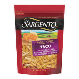 Sargento® Natural Taco Shredded Cheese with Authentic Seasonings, Traditional Cut, 8 oz