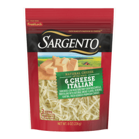 Sargento® Natural 6 Cheese Italian Shredded Cheese, Fine Cut, 8 oz